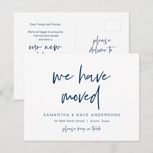Modern minimalistisch, we zijn verhuisd, koninklij briefkaart (Voorkant / Achterkant)