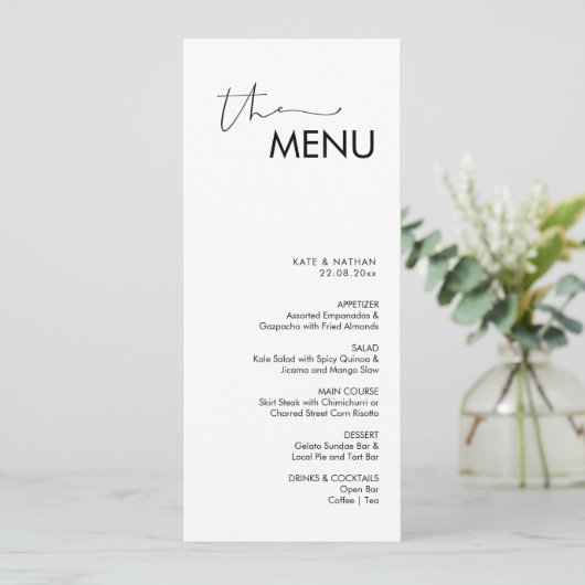 Modern Minimalistisch Weddenschap Menu (Staand voorkant)