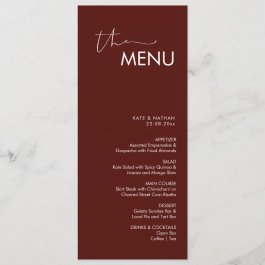 Modern Minimalistisch Weddenschap Menu (Voorkant)