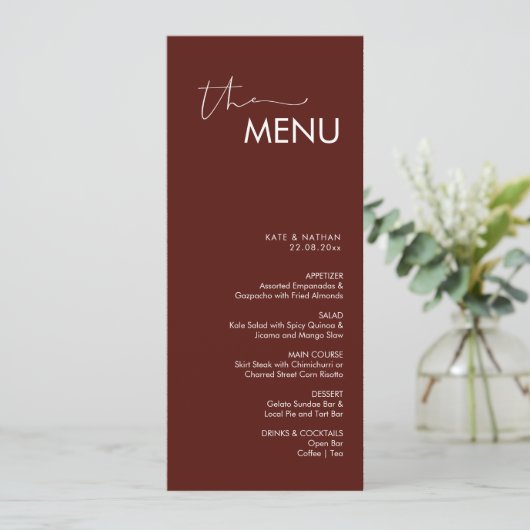Modern Minimalistisch Weddenschap Menu (Staand voorkant)