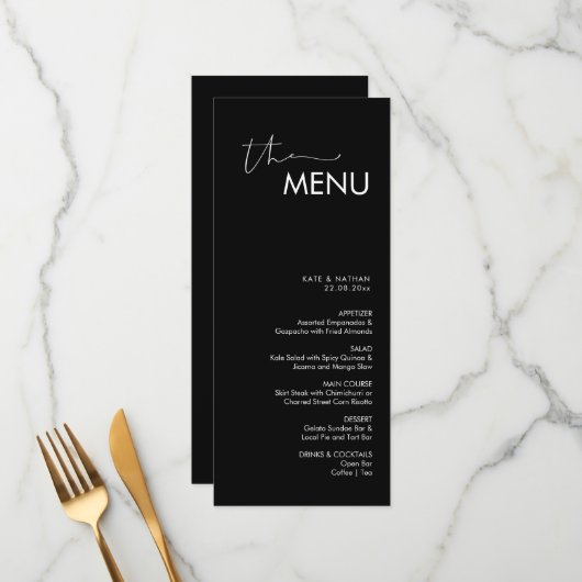 Modern Minimalistisch Weddenschap Menu (Voorkant / Achterkant in situ)