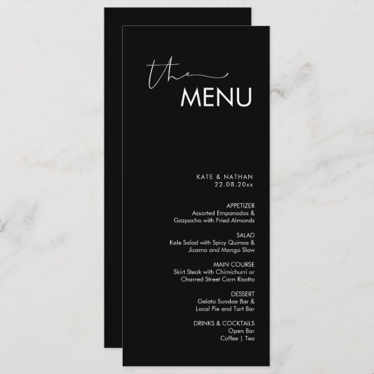 Modern Minimalistisch Weddenschap Menu (Voorkant / Achterkant)