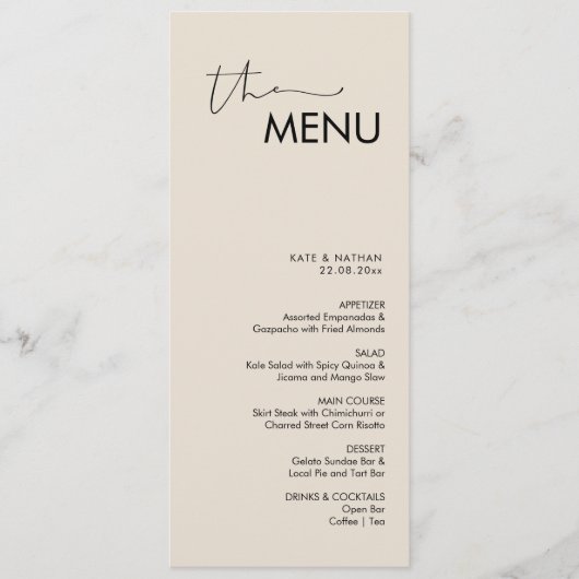 Modern Minimalistisch Weddenschap Menu (Voorkant)