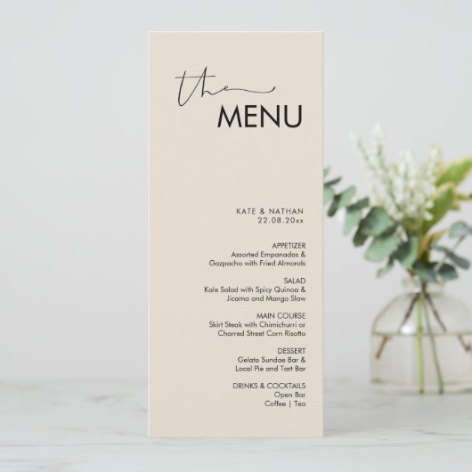 Modern Minimalistisch Weddenschap Menu (Staand voorkant)