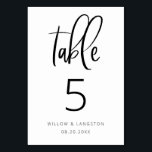 Modern minimalistisch weddenschapsnummer kaart<br><div class="desc">Modern minimalistisch nummer van de trouwlijst met boho script lettertype.</div>