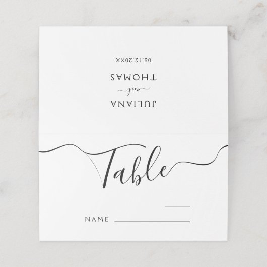 Modern minimalistisch weddenschapsnummer plaatskaartje (Buitenkant ongevouwen)