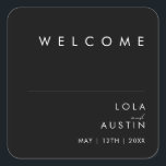 Modern minimalistisch | Welkom bij Black Wedding<br><div class="desc">Deze moderne minimalistische | zwarte bruiloft welkome sticker is perfect voor je lelijke boho bruiloft. Het eenvoudige, unieke abstracte ontwerp dat vergezeld gaat van een hedendaags, minimaal script en een zwart-wit kleurenpalet geeft dit product een gevoel van elegante formele luxe terwijl het simplistische, chic bohemen blijft. Houd het zoals is,...</div>