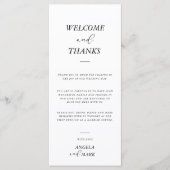 Modern minimalistisch welkom dank u plaatskaart menu (Voorkant)