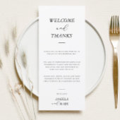 Modern minimalistisch welkom dank u plaatskaart menu