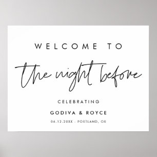 Modern minimalistisch welkom op de avond ervoor poster