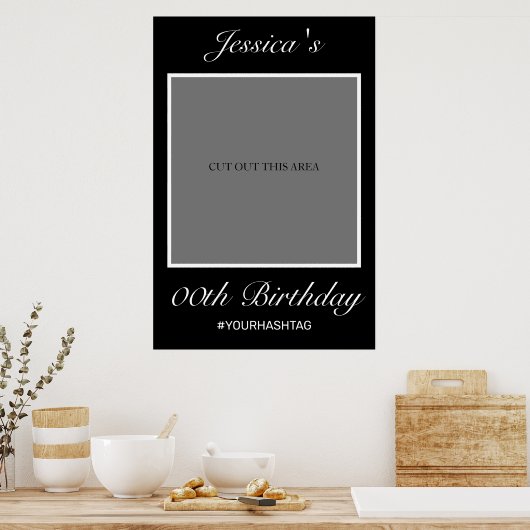 Modern minimalistisch White Black Birthday Photo P Poster (Keuken)