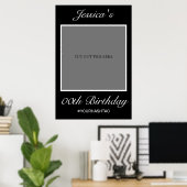 Modern minimalistisch White Black Birthday Photo P Poster (Thuiskantoor)