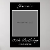 Modern minimalistisch White Black Birthday Photo P Poster (Voorkant)