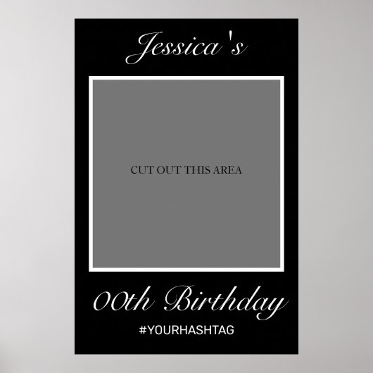 Modern minimalistisch White Black Birthday Photo P Poster (Voorkant)