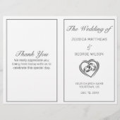 Modern minimalistisch White Black Wedding Programm (Voorkant)