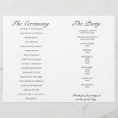 Modern minimalistisch White Black Wedding Programm (Achterkant)