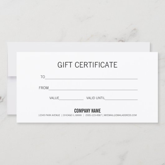 Modern minimalistisch White Business Cadeaubon (Achterkant)