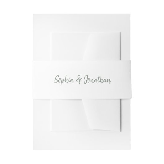 Modern minimalistisch | White en Sage Green Weddin Uitnodigingen Wikkel (Voorkant Voorbeeld)
