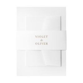 Modern minimalistisch | White Gold Wedding Uitnodigingen Wikkel