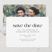 Modern minimalistisch White Simple Photo Wedding Save The Date (Voorkant / Achterkant)