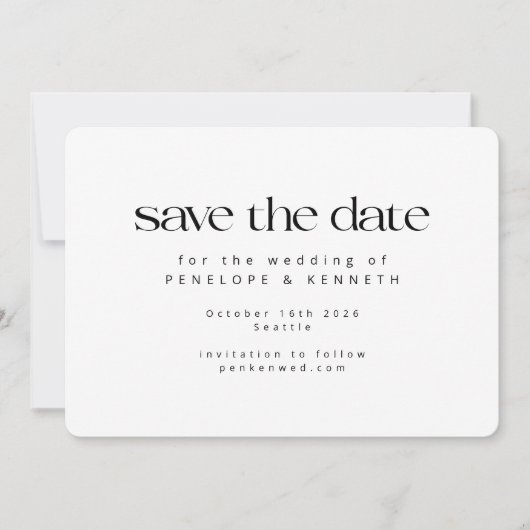Modern minimalistisch White Simple Photo Wedding Save The Date (Voorkant)