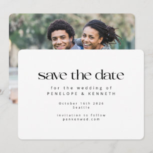 Modern minimalistisch White Simple Photo Wedding Save The Date