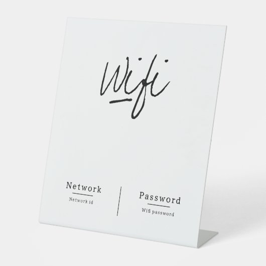 Modern minimalistisch WiFi-netwerkwachtwoord Reclamebord Met Voetstuk (Voorkant)