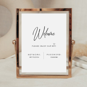 Modern Minimalistisch WiFi-wachtwoord Trouwbord Reclamebord Met Voetstuk