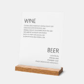 Modern minimalistisch wijnbier Drink menubruiloft Acryl Bord (Hoek)