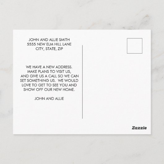 Modern minimalistisch wijzigingsadres zwart wit briefkaart (Achterkant)