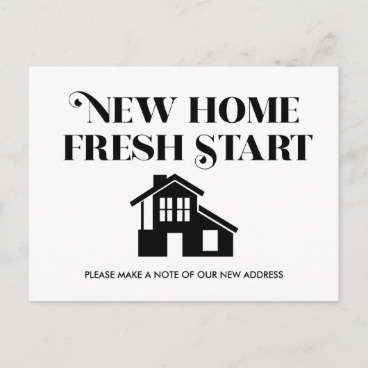 Modern minimalistisch wijzigingsadres zwart wit briefkaart (Voorkant)