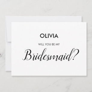 Modern minimalistisch Wil je mijn bruidsmeisje zij Kaart
