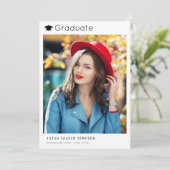 Modern minimalistisch wit afstuderen aankondiging (Staand voorkant)