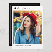 Modern minimalistisch wit afstuderen aankondiging (Voorkant / Achterkant)