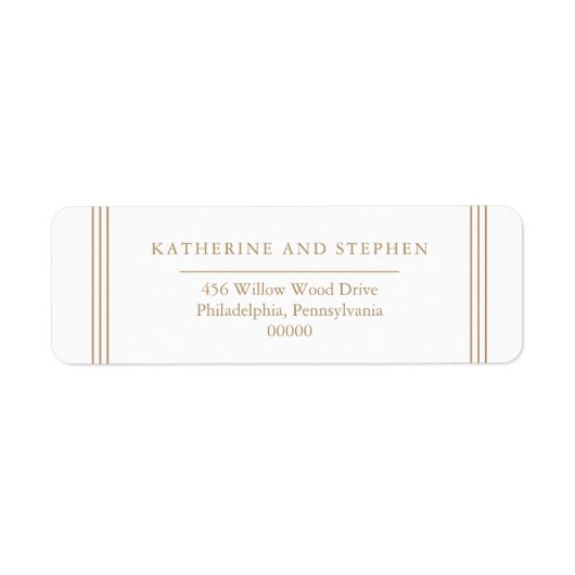 Modern minimalistisch wit | Antiek goudweddenschap Etiket (Voorkant)