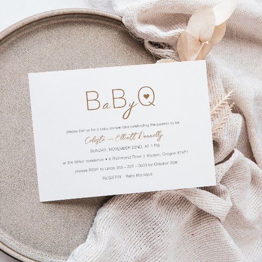 Modern Minimalistisch Wit Baby-Q BBQ Baby shower Kaart