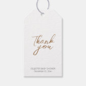 Modern minimalistisch wit Baby shower dank u Cadeaulabel (Voorkant)