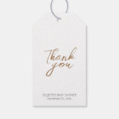Modern minimalistisch wit Baby shower dank u Cadeaulabel (Achterkant)