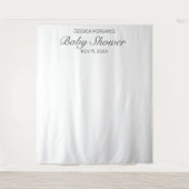 Modern minimalistisch wit Baby shower fotowandtapi Wandkleed (Voorkant)