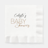 Modern minimalistisch wit Baby shower Servet (Voorkant)