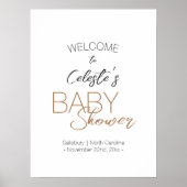 Modern minimalistisch wit Baby shower welkom Poster (Voorkant)