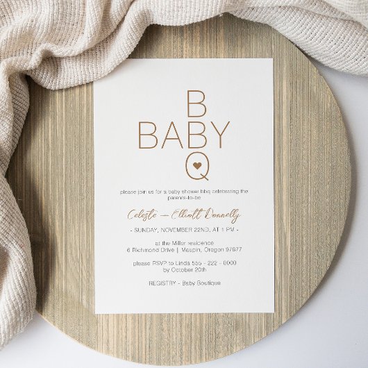 Modern Minimalistisch Wit BBQ Baby shower Kaart