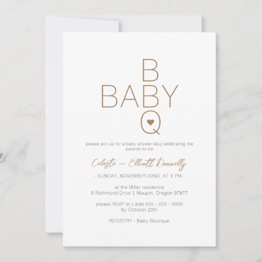 Modern Minimalistisch Wit BBQ Baby shower Kaart (Voorkant)