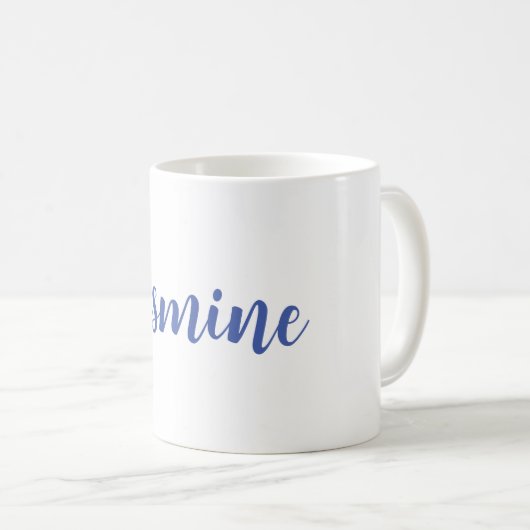 Modern minimalistisch wit blauw voeg Jouw naam toe Koffiemok (Voorkant rechts)