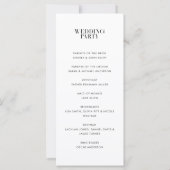 Modern minimalistisch wit chique huwelijksprogramm (Achterkant)
