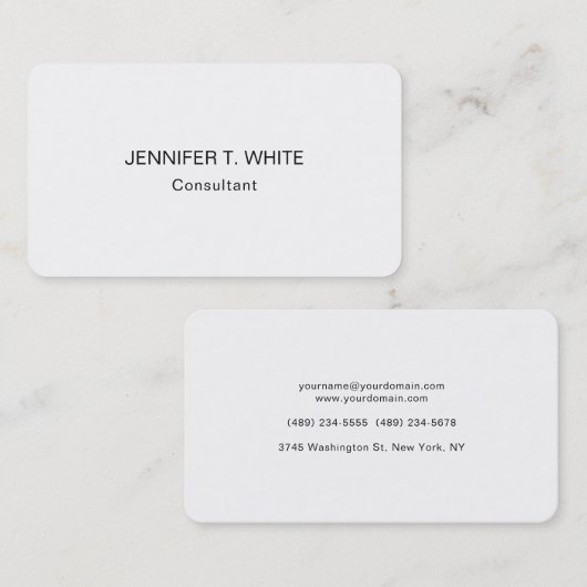 Modern minimalistisch wit, elegant visitekaartje (Voorkant / Achterkant)