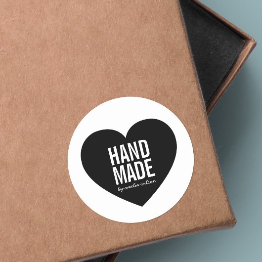 Modern Minimalistisch wit en zwart handgemaakt har Ronde Sticker