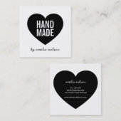Modern minimalistisch wit en zwart handgemaakt har vierkante visitekaartje (Voorkant / Achterkant)