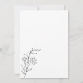 Modern minimalistisch Wit-Floral Line Art Wedding Kaart (Achterkant)