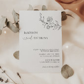 Modern minimalistisch Wit-Floral Line Art Wedding Kaart